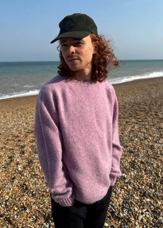 Men's Oxford Brushed Lambswool Jumper Purple made by Gloverall