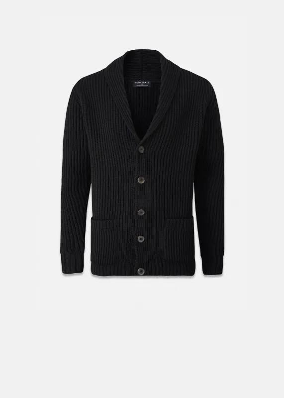 Men's Shawl Collar Cardigan Black made by Gloverall