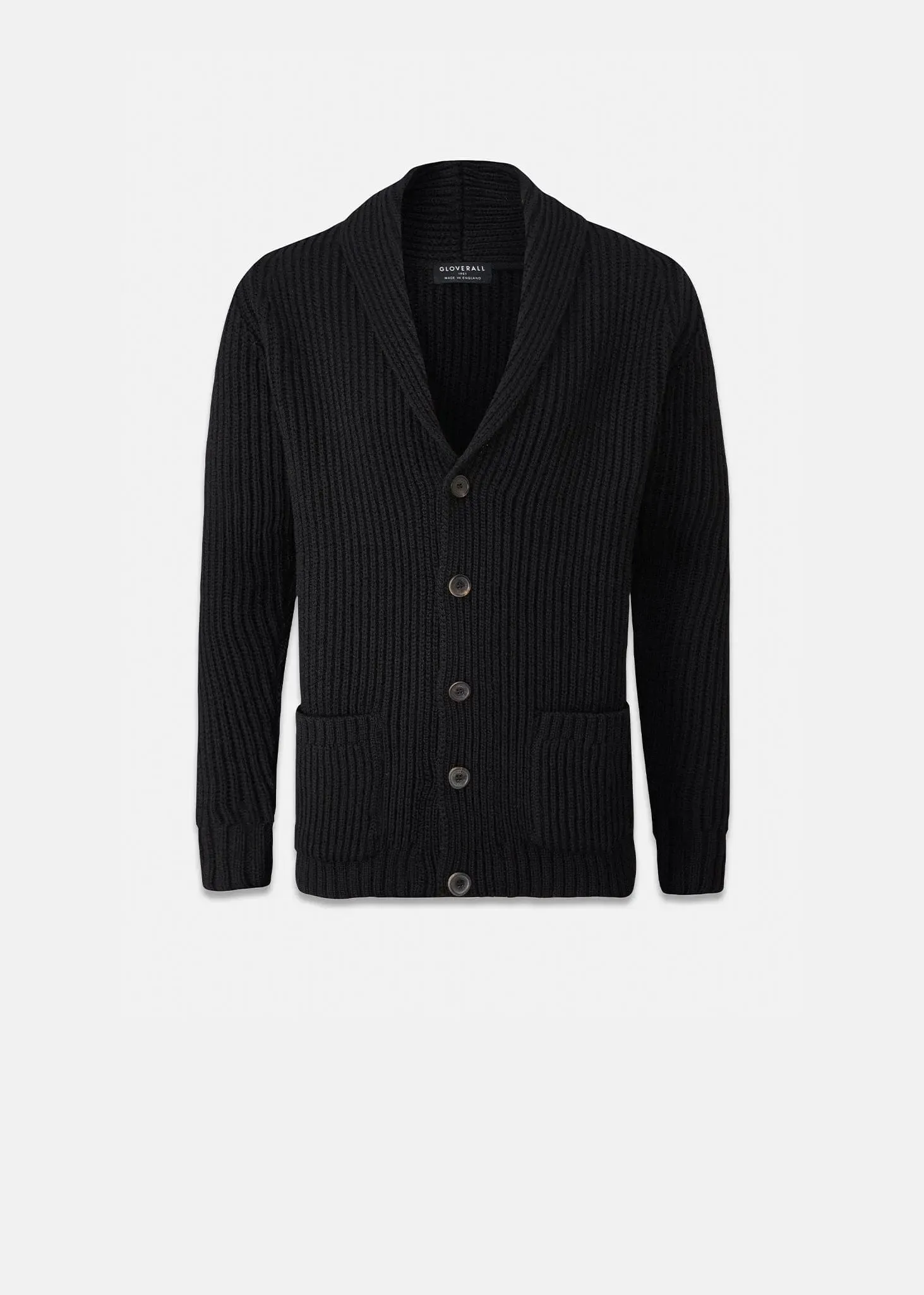 Men's Shawl Collar Cardigan Black sold by Gloverall