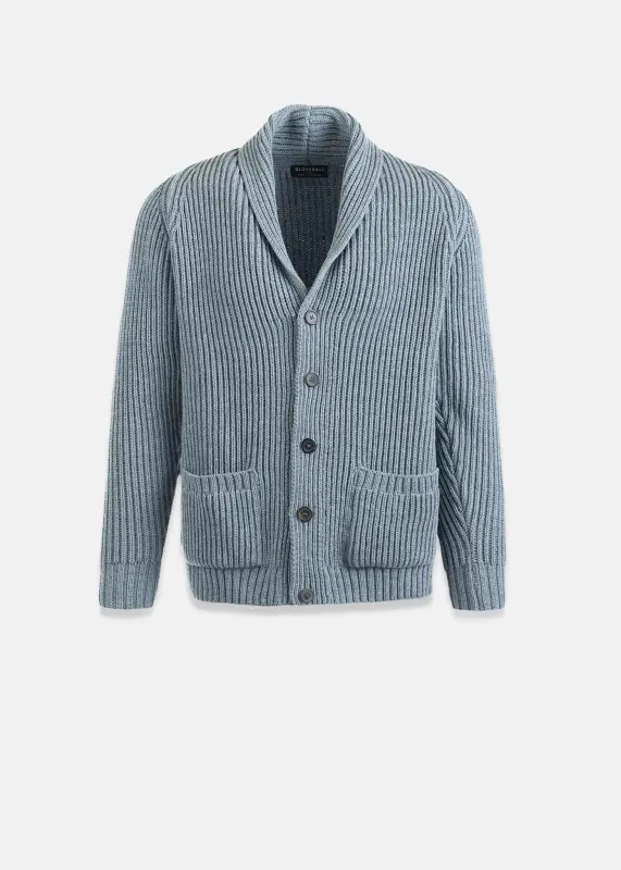 Men's Shawl Collar Cardigan Light Blue sold by Gloverall