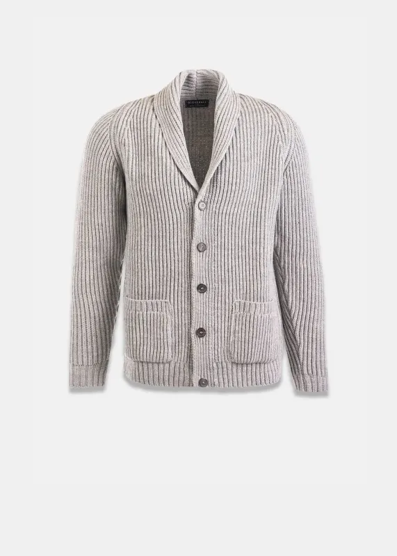 Men's Shawl Collar Cardigan Light Grey sold by Gloverall