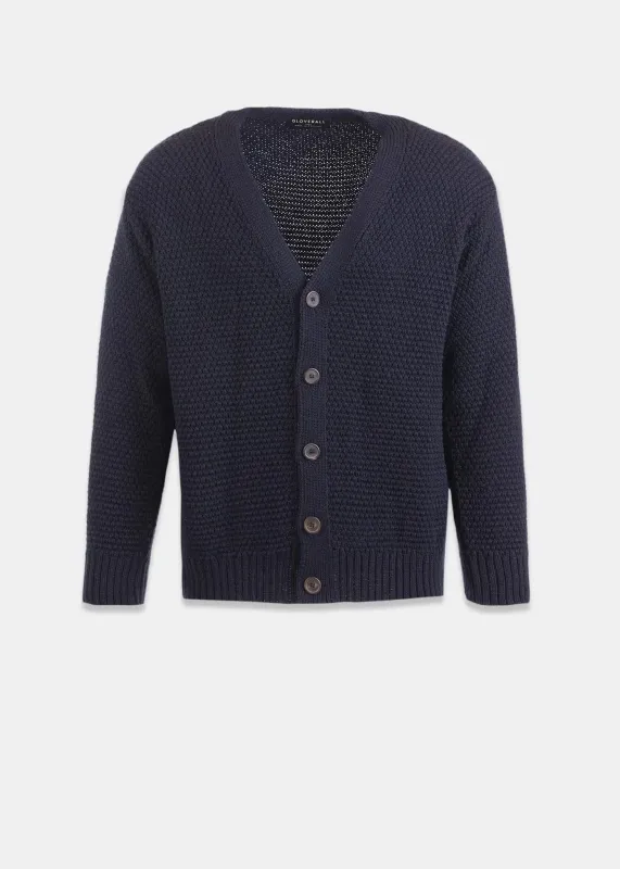 Men's Moss Stitch Cardigan Navy made by Gloverall