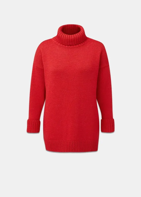 Women's Submariner Jumper Red made by Gloverall