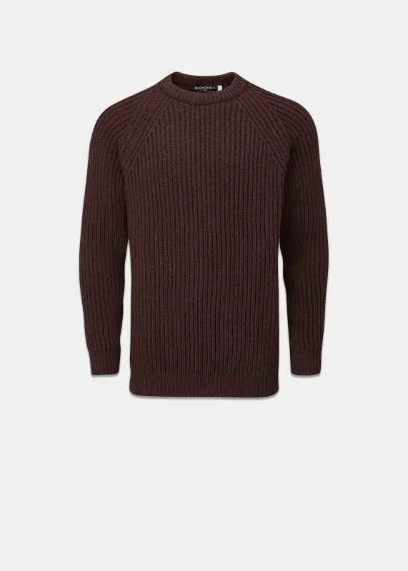 Men's Fisherman Jumper Burgundy made by Gloverall