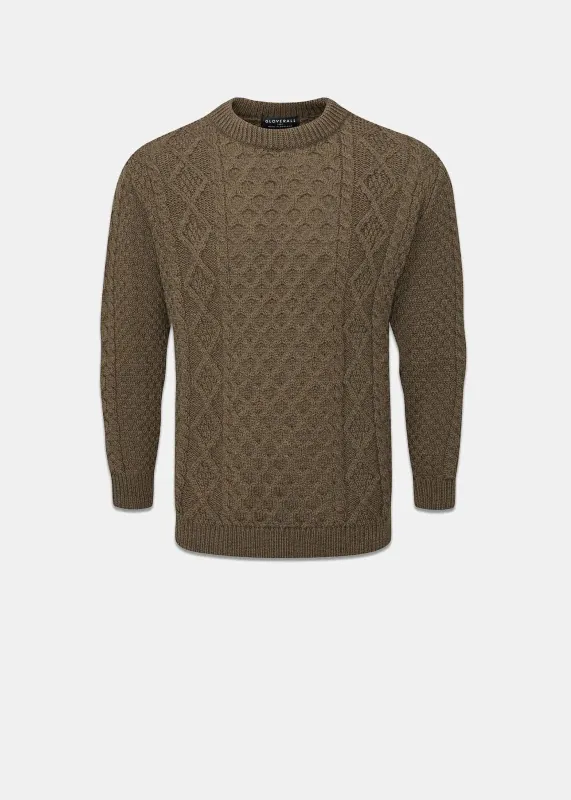 Men's Aran Jumper Army Green sold by Gloverall