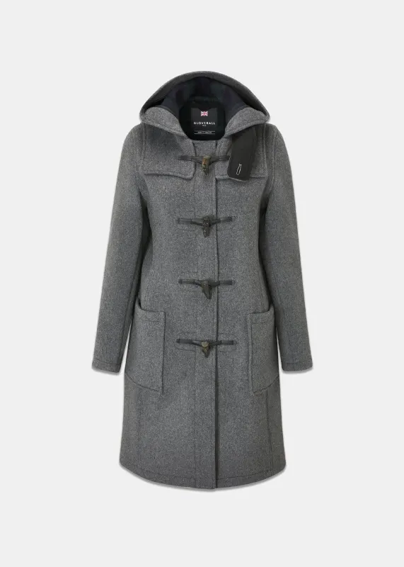Women's Long Slim Fit Freda Duffle Coat Grey Black Watch sold by Gloverall