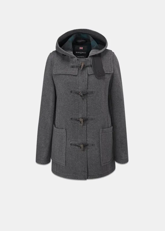 Women's Short Slim Fit Freda Duffle Coat Grey Black Watch sold by Gloverall