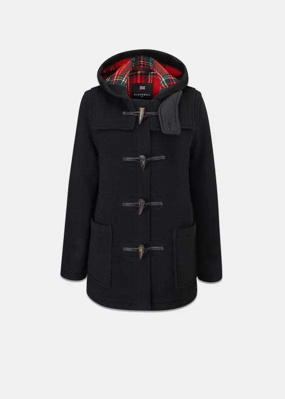 Women's Short Slim Fit Freda Duffle Coat Black Royal Stewart sold by Gloverall