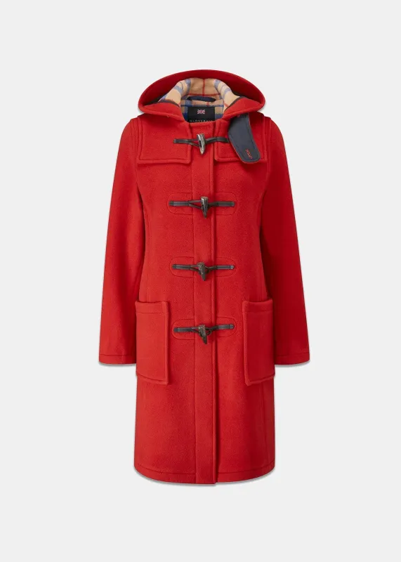 Women's Long Slim Fit Freda Duffle Coat Red Thomson sold by Gloverall