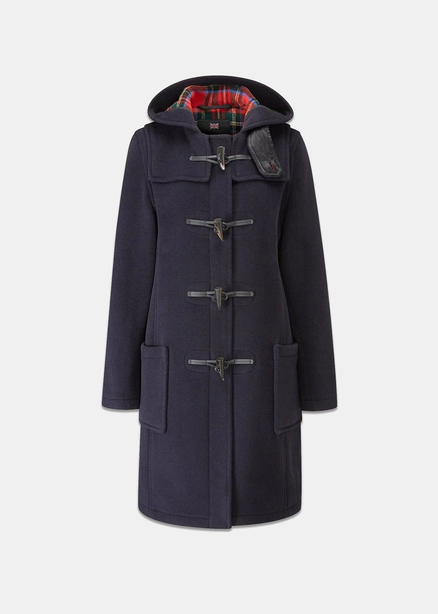 Women's Long Slim Fit Freda Duffle Coat Navy Royal Stewart sold by Gloverall