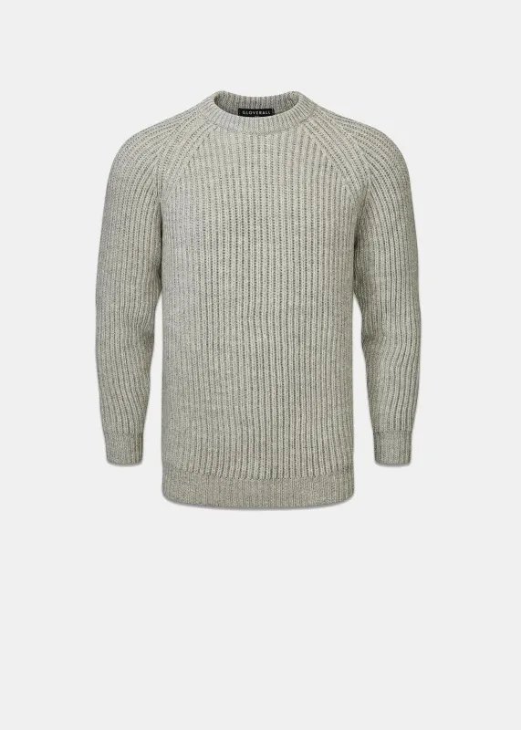 Men's Fisherman Jumper Light Grey made by Gloverall