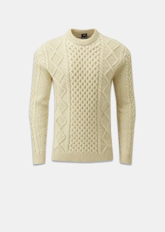Men's Aran Jumper Ecru sold by Gloverall