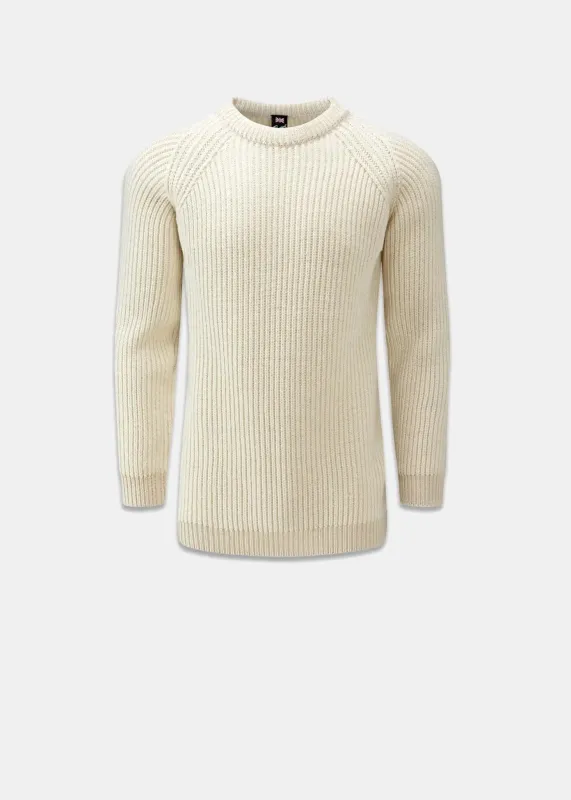 Men's Fisherman Jumper Ecru made by Gloverall