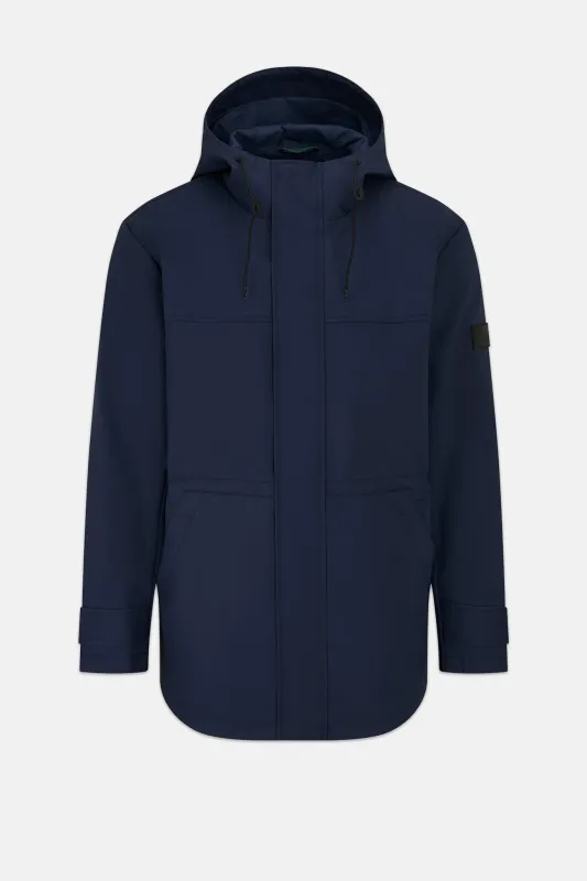 Men's Sharpe Technical Hooded Parka Navy made by Gloverall