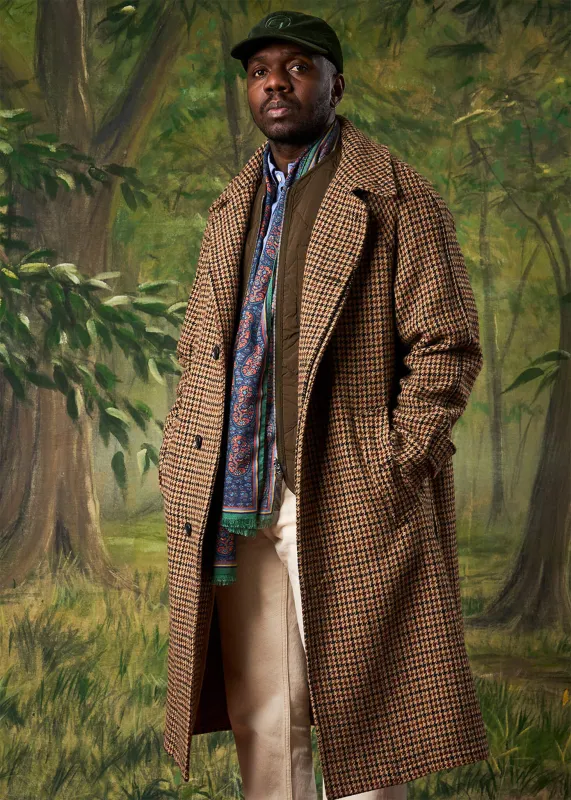 Men's Hynes Harris Tweed Overcoat Brown Houndstooth sold by Gloverall