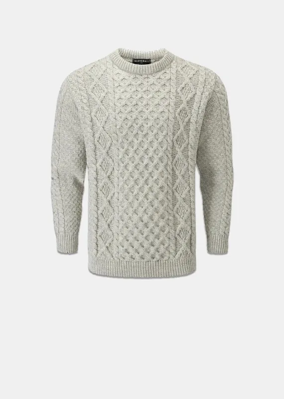Men's Aran Jumper Light Grey made by Gloverall