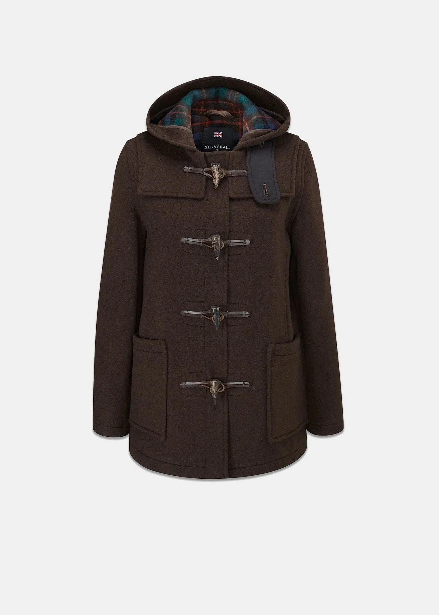 Women's Short Slim Fit Freda Duffle Coat Brown MacDuff Hunting sold by Gloverall