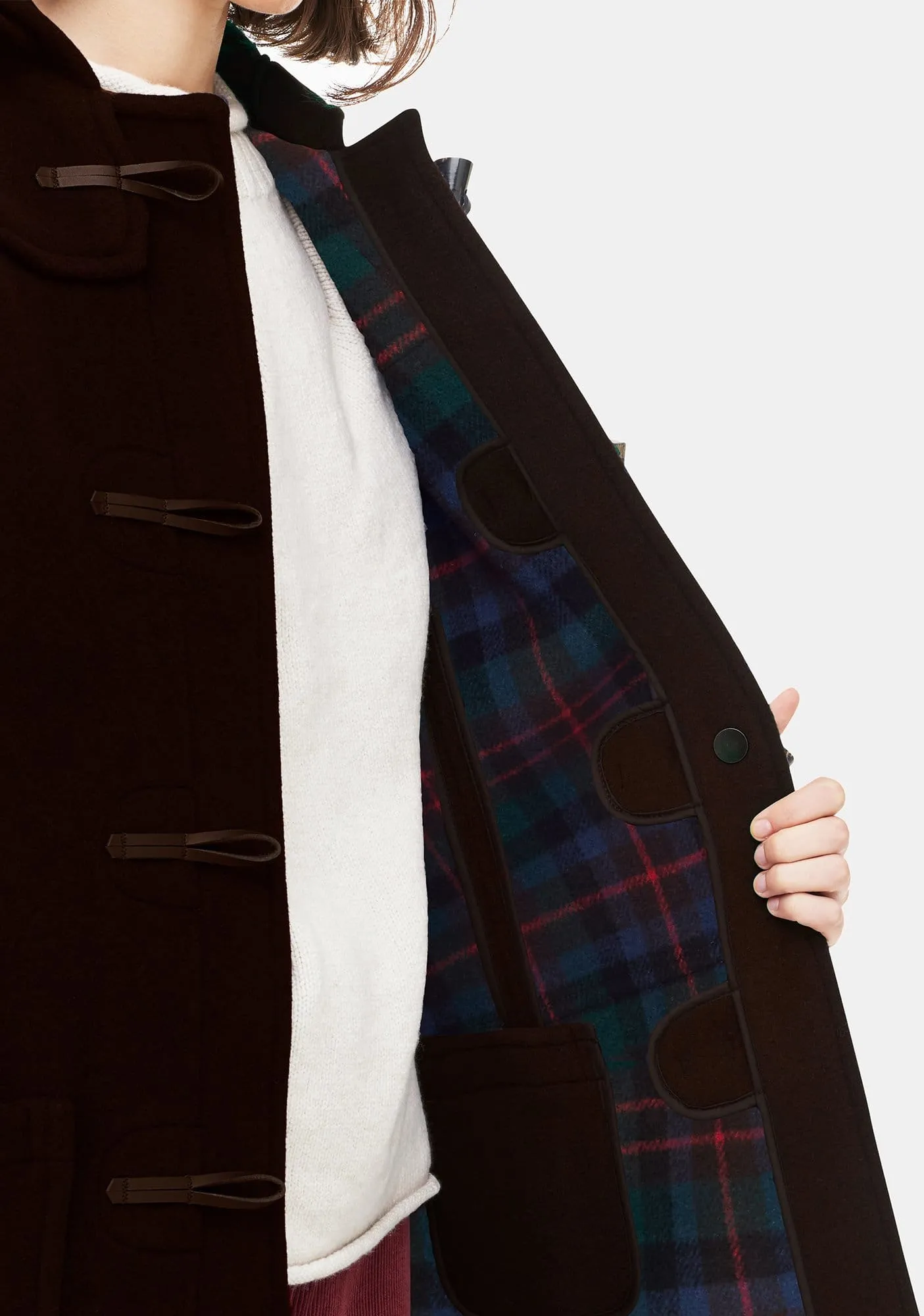 Women's Long Slim Fit Freda Duffle Coat Brown MacDuff Hunting sold by Gloverall product image thumbnail 3