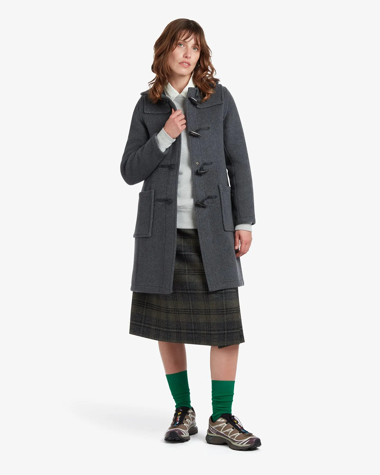 Women's Freda Long Slim Fit Duffle Coat Grey Black Watch sold by Gloverall product image thumbnail 2
