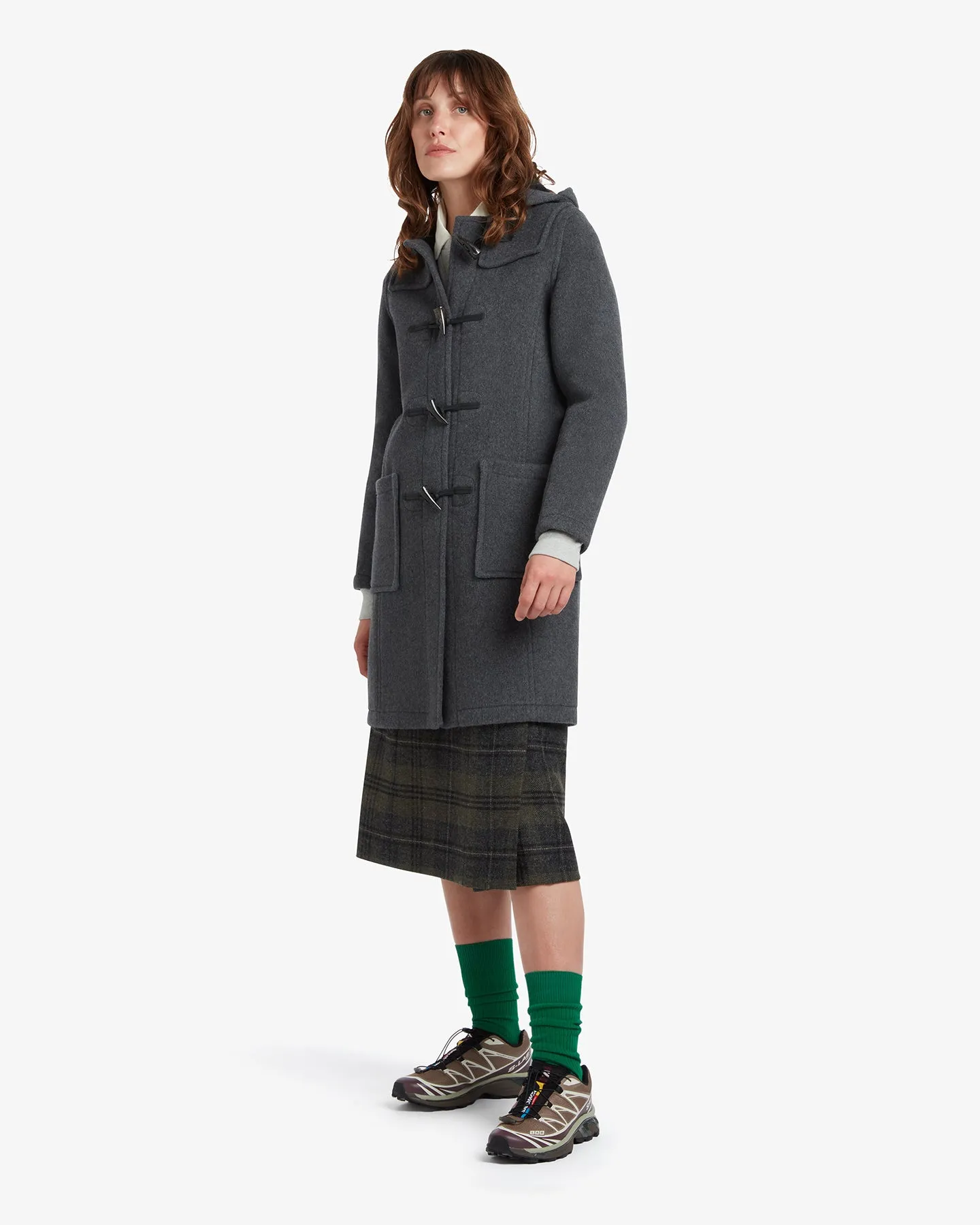 Women's Freda Long Slim Fit Duffle Coat Grey Black Watch sold by Gloverall product image thumbnail 3