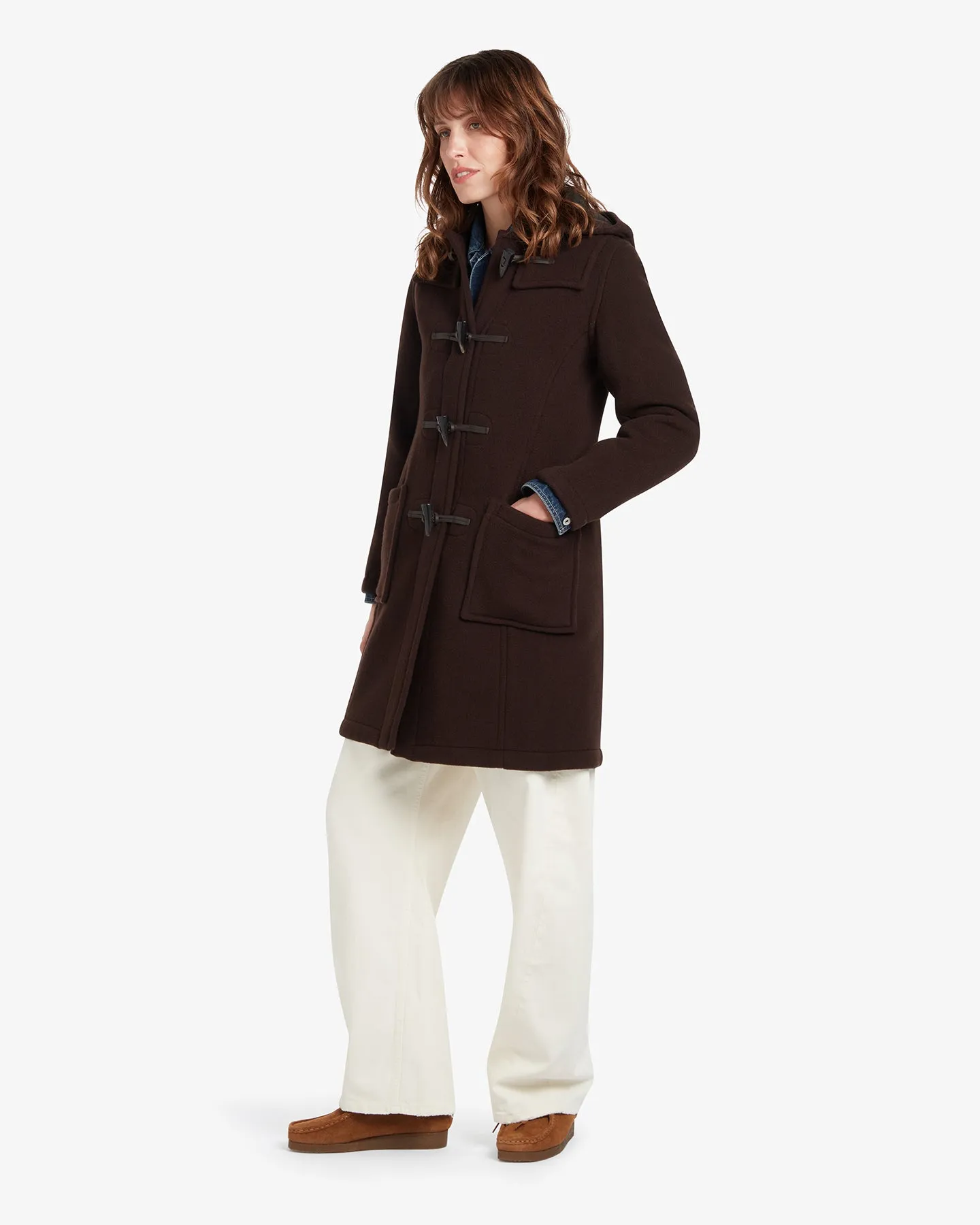 Women's Freda Long Slim Fit Duffle Coat Brown MacDuff Hunting sold by Gloverall product image thumbnail 3