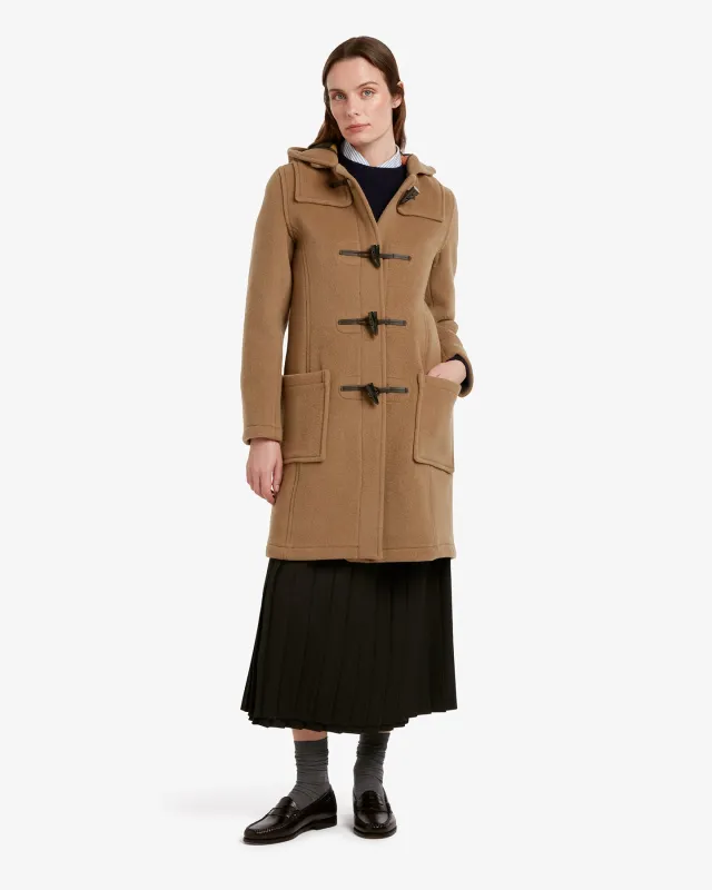 Women's Freda Long Slim Fit Duffle Coat Camel Buchanan made by Gloverall