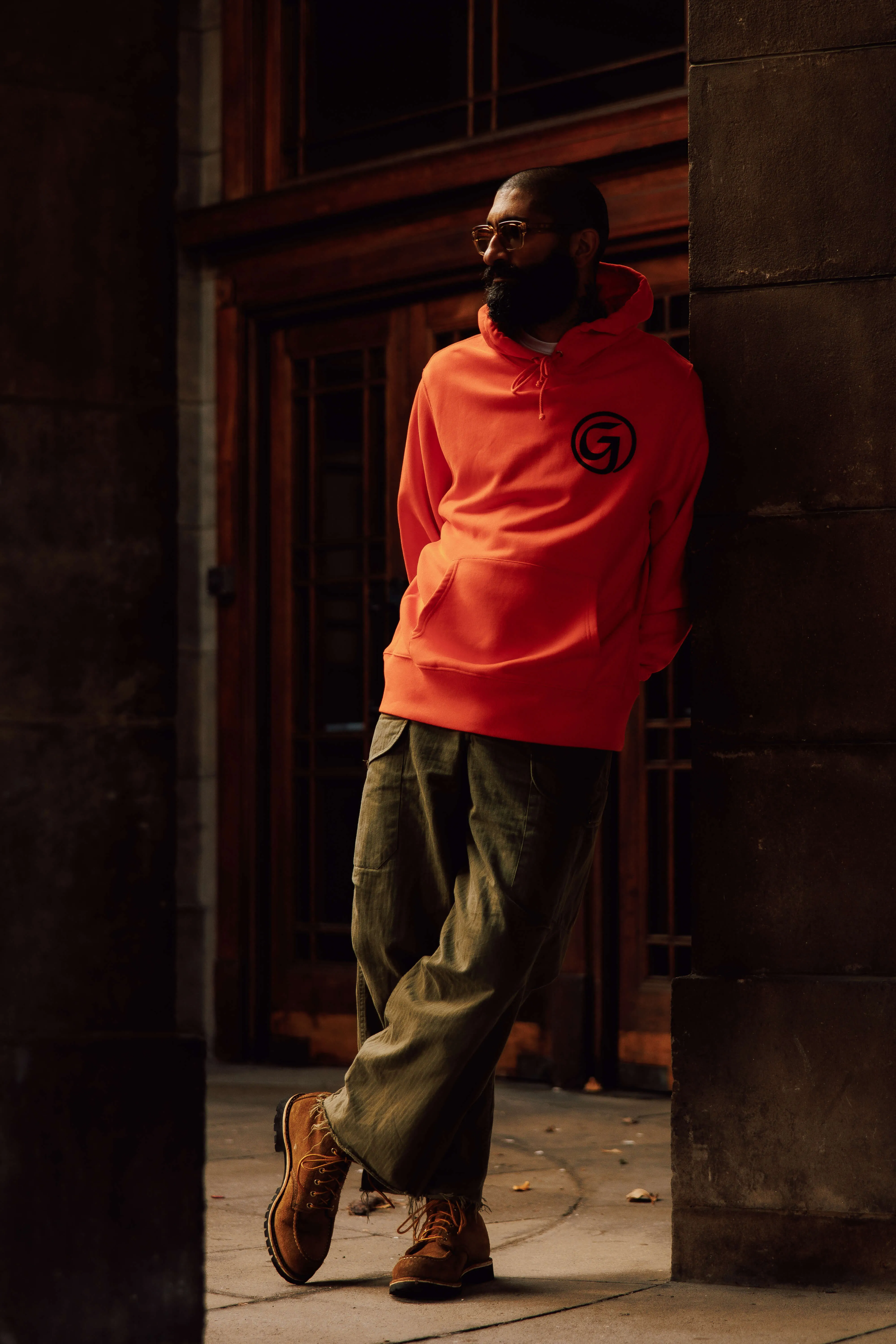 Unisex 'G' Print Hoodie Bright Orange sold by Gloverall product image thumbnail 3