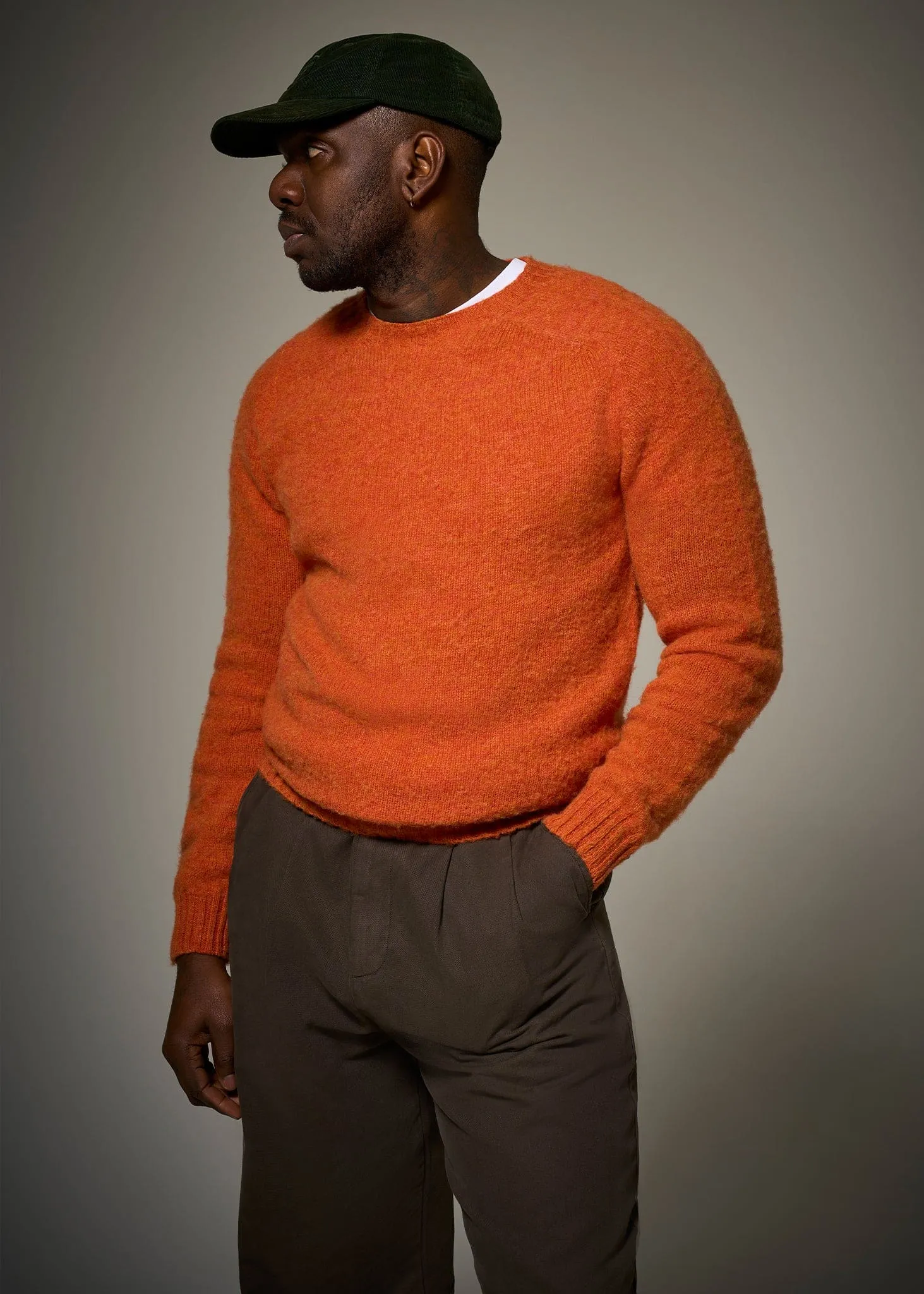 Men's Oxford Brushed Lambswool Jumper Burnt Orange sold by Gloverall product image thumbnail 2