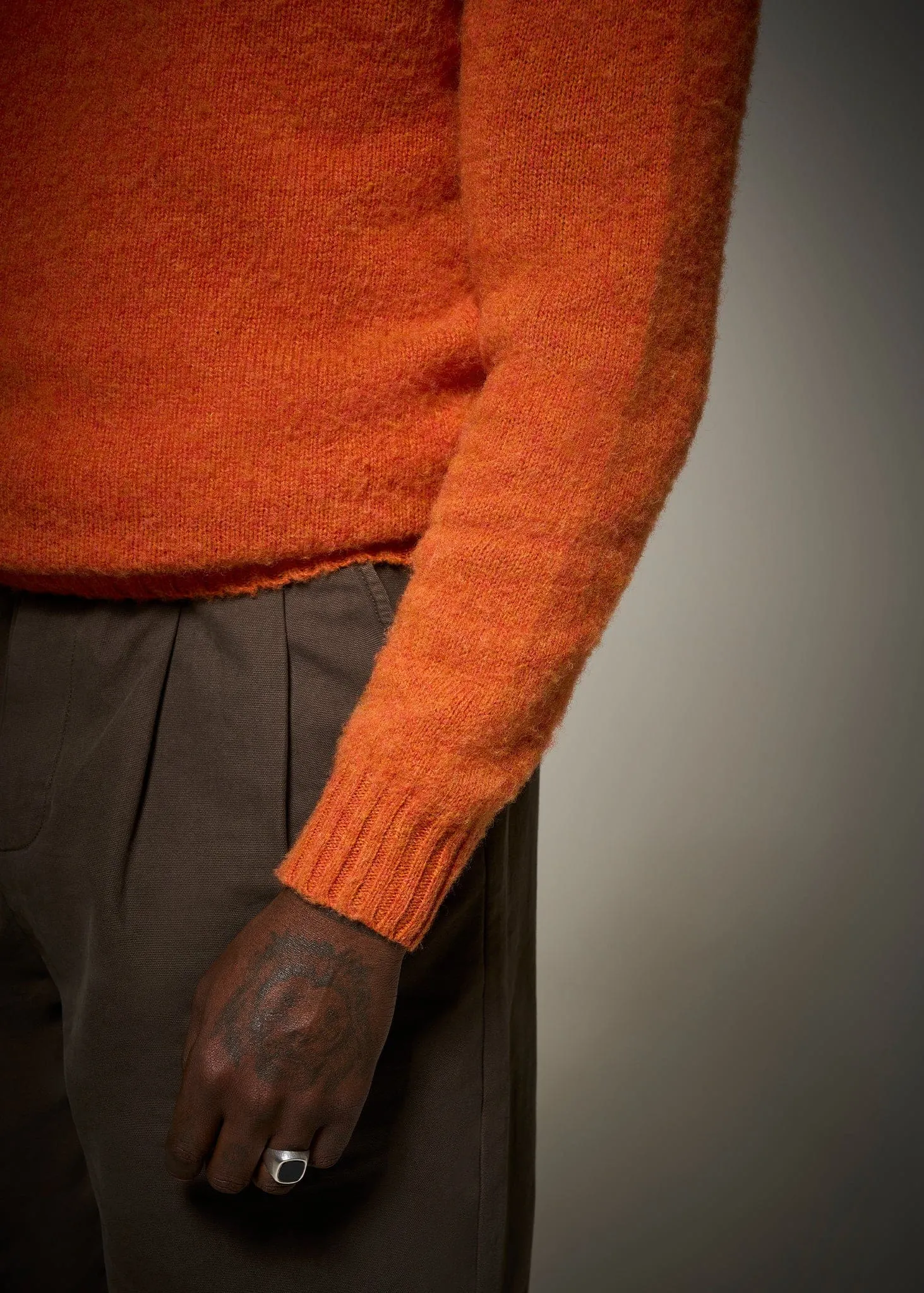Men's Oxford Brushed Lambswool Jumper Burnt Orange sold by Gloverall product image thumbnail 3