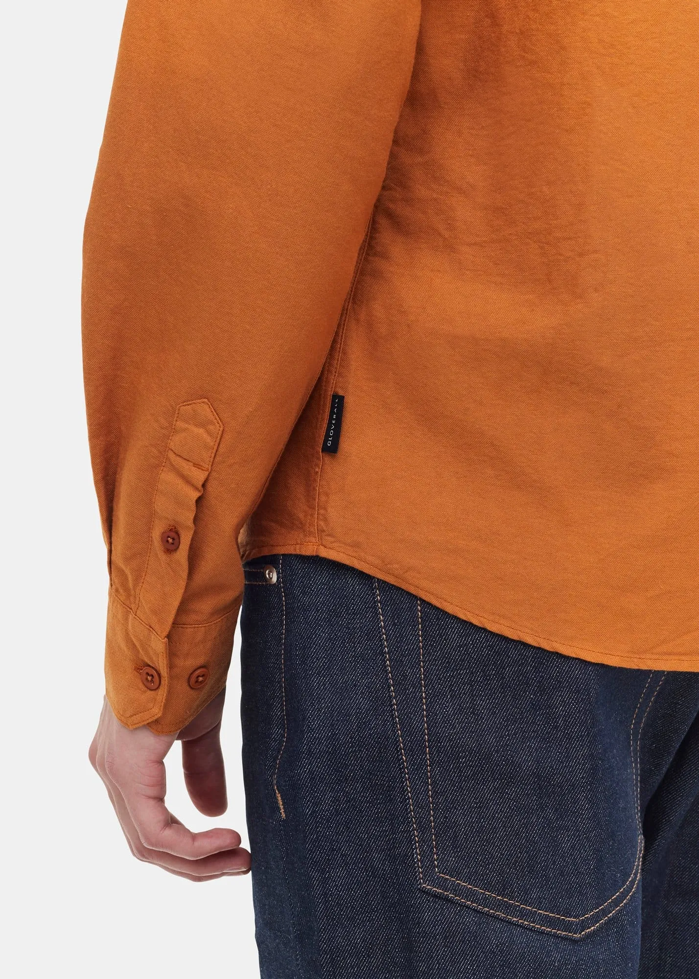 Unisex Overdyed Oxford Overshirt Bright Orange sold by Gloverall product image thumbnail 4
