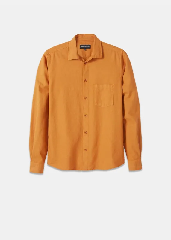 Unisex Overdyed Oxford Overshirt Bright Orange made by Gloverall