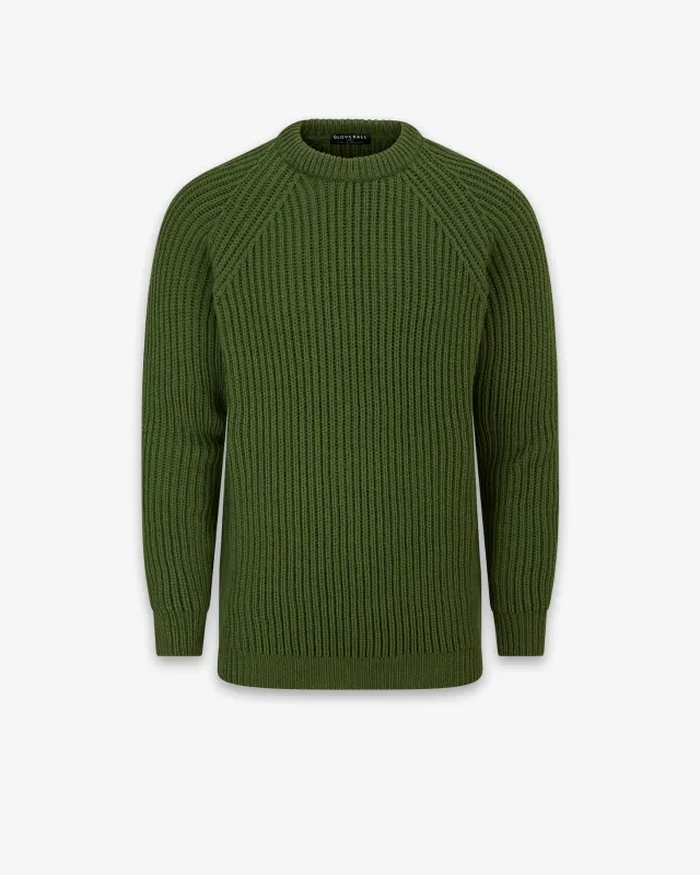 Men's Fisherman Jumper Green made by Gloverall