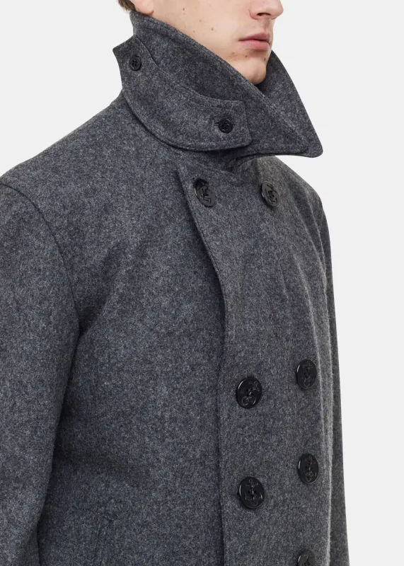 Men's Admiralty Melton Wool Peacoat Charcoal made by Gloverall