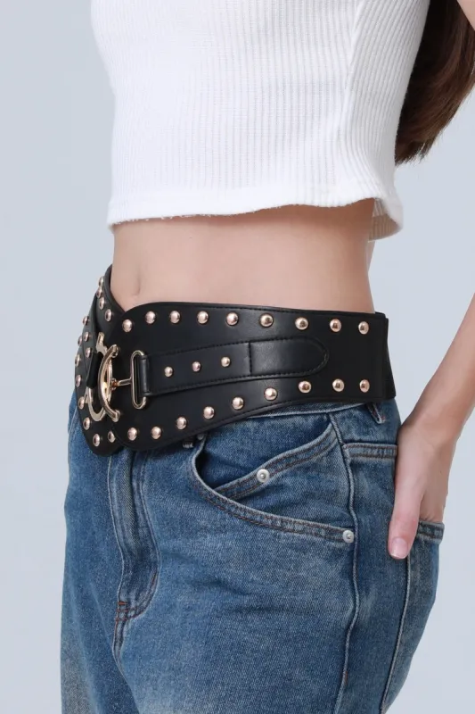 Vintage Bohemian Wide Belt – Studded Leather Waist Cincher ⛓️🌹 made by Leto Collection