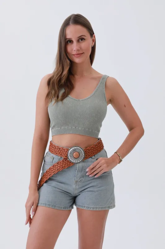 Stone-Embedded Round Buckle Bohemian Wide Belt – Vintage Elegance🌿💎 made by Leto Collection