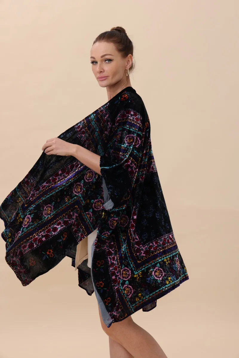 Floral-Stripe Velvet Kimono – Luxe Textures & Modern Tradition🌿✨ sold by Leto Collection product image thumbnail 3