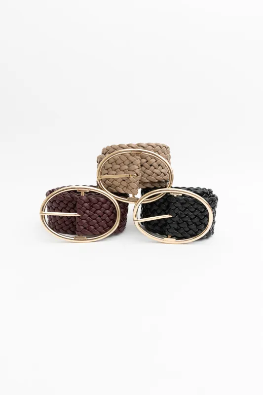 Wide Braided Belt – Gold Oval Buckle Statement Piece made by Leto Collection