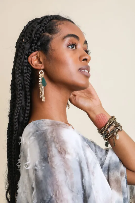 Feather Combo Dangling Earrings made by Leto Collection