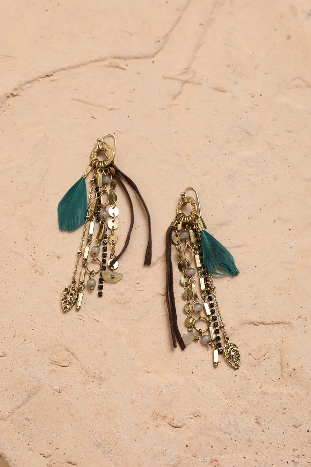 Feather Combo Dangling Earrings sold by Leto Collection product image thumbnail 4