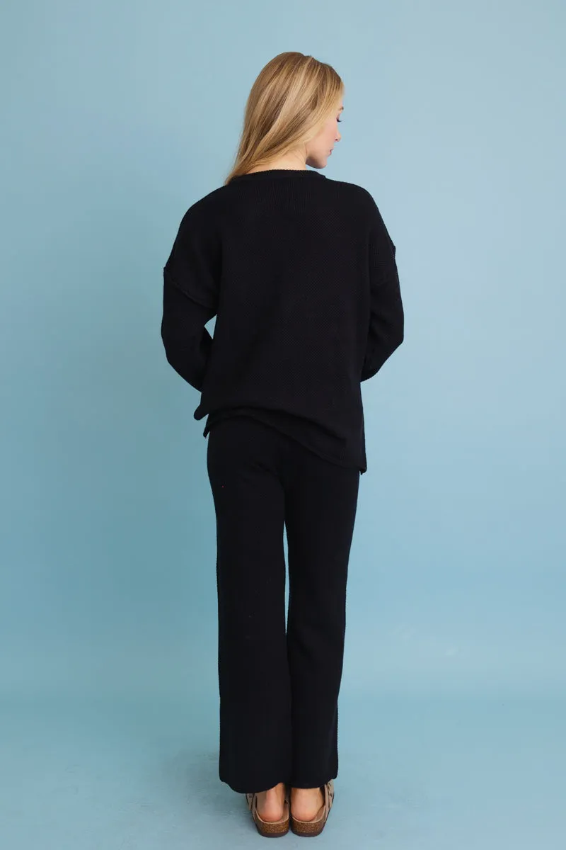 Relaxed Henley Waffle Knit Lounge Set sold by Leto Collection product image thumbnail 5
