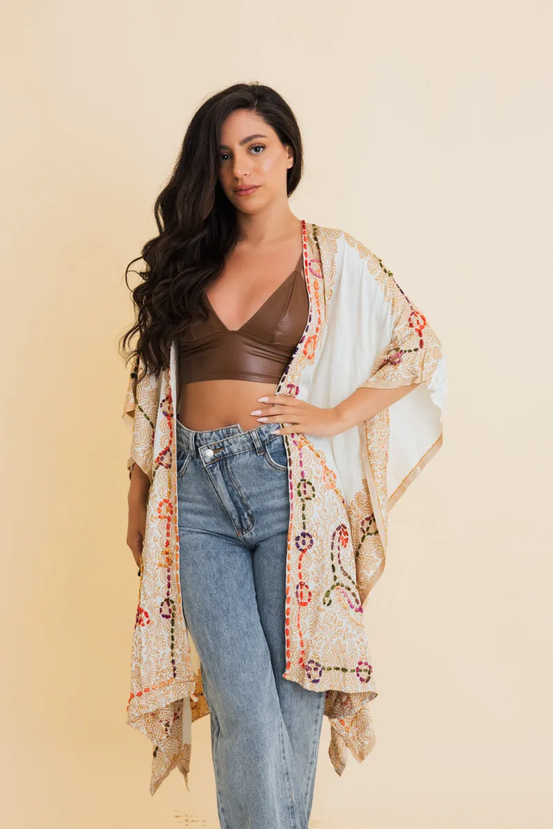 Bohemian Artisan Stitch Tapestry Kimono sold by Leto Collection product image thumbnail 4