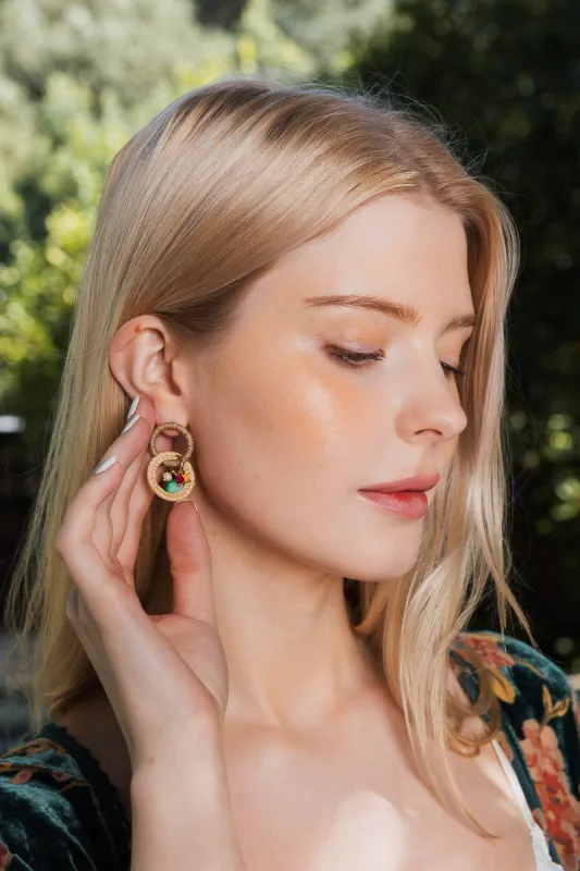 Infinity Bloom Beaded Woven Dangle Earrings made by Leto Collection