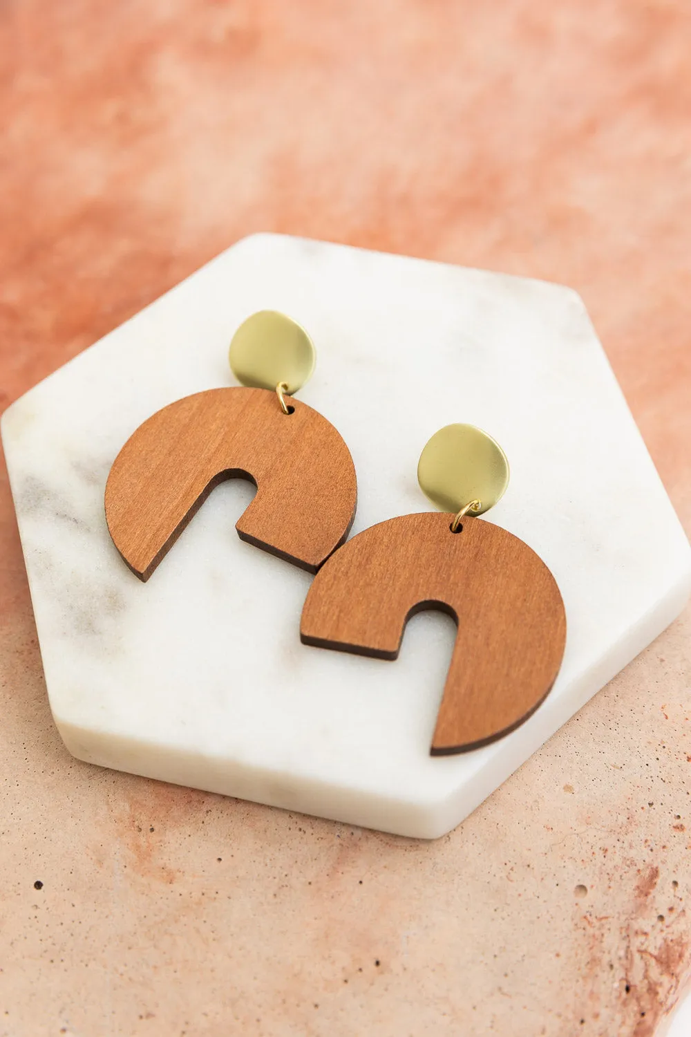 Wooden Modern Arch Shaped Earring sold by Leto Collection