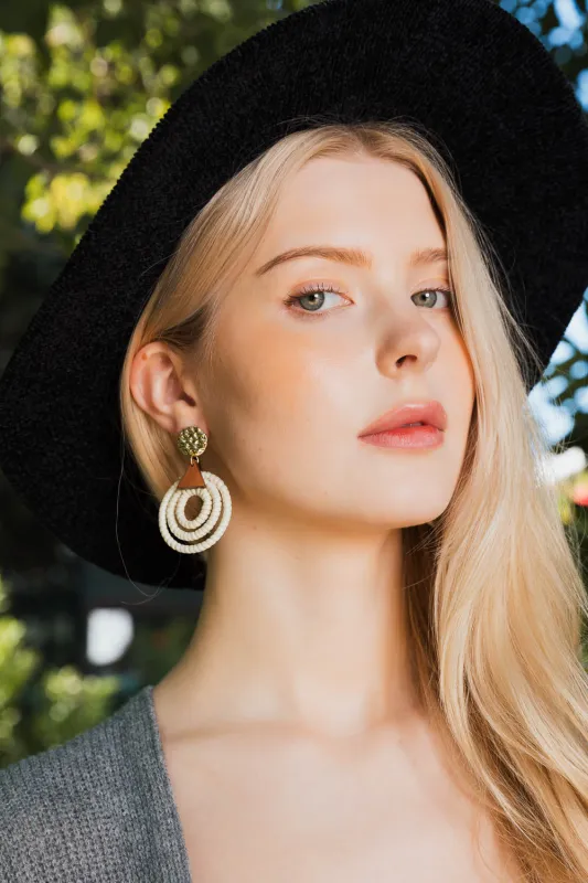 Bohemian Dream Rattan Circle Drop Earrings made by Leto Collection