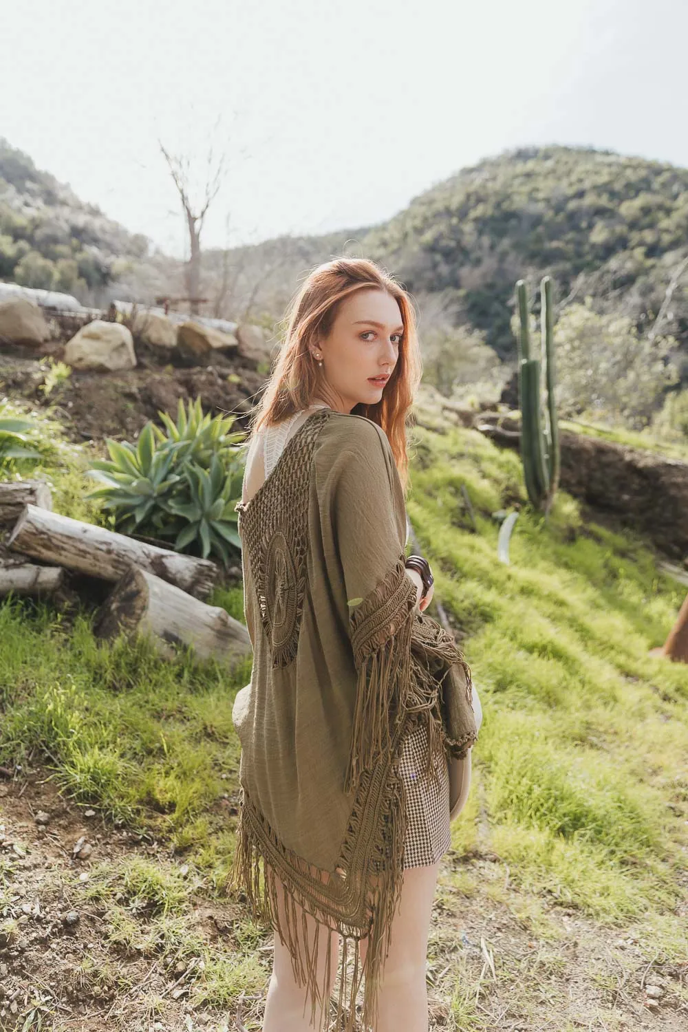 Crochet Medallion Tassel Kimono sold by Leto Collection