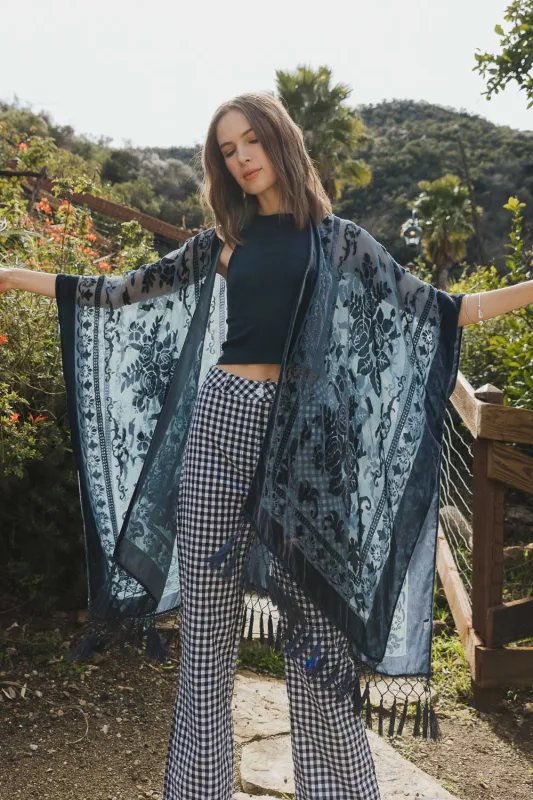 Lush Velvet Mesh Tapestry Kimono sold by Leto Collection