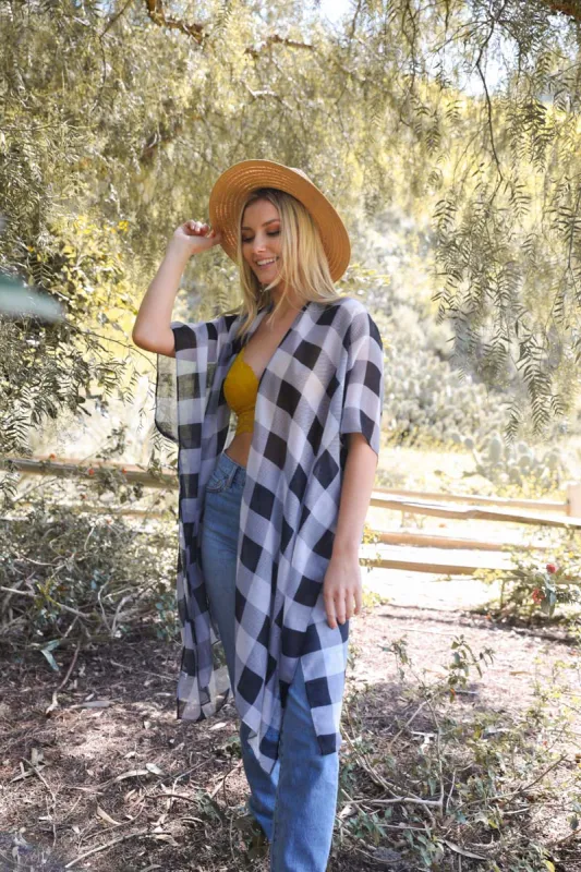 Lightweight Buffalo Check Kimono made by Leto Collection