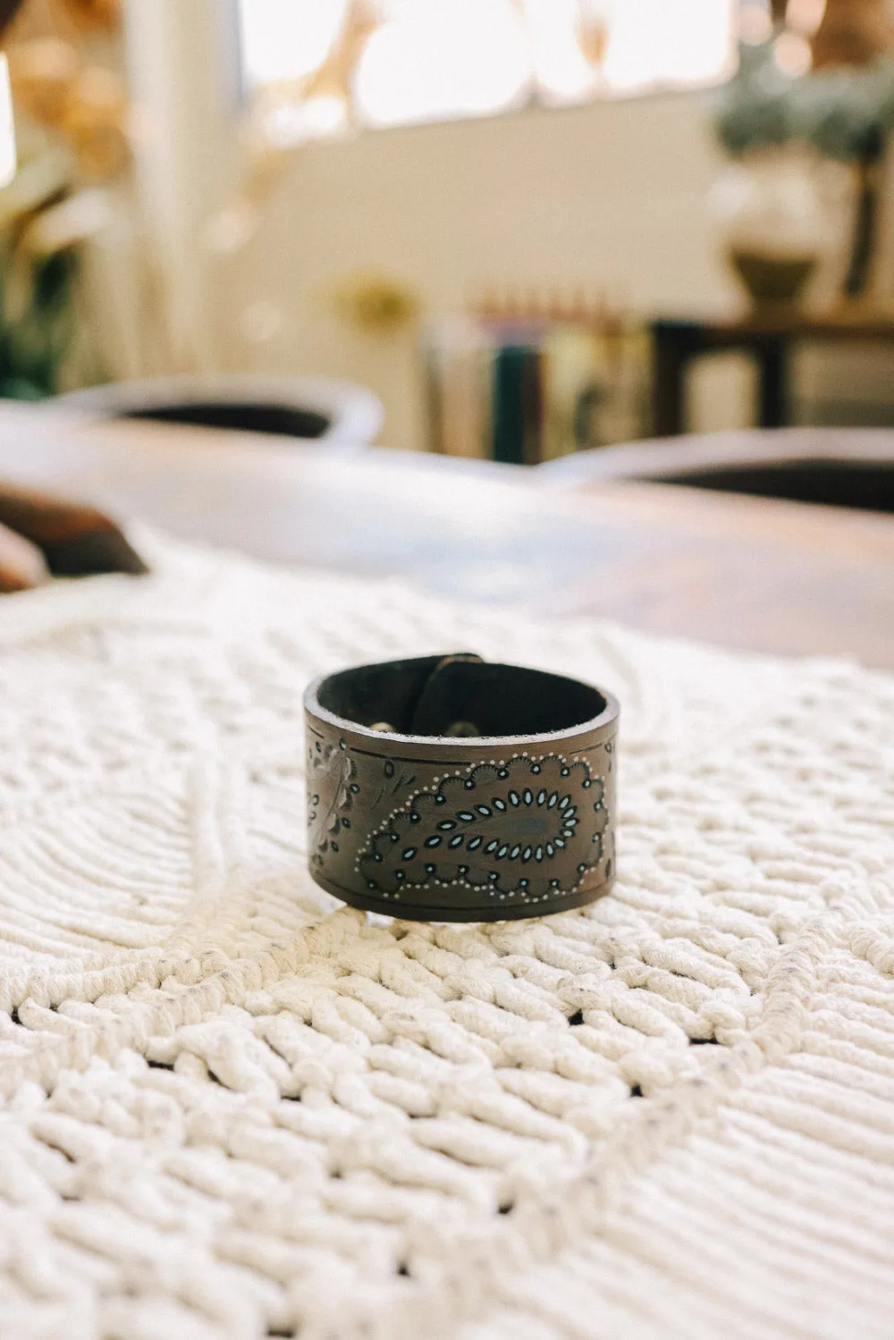 Paisley Pressed Leather Cuff Bracelet sold by Leto Collection product image thumbnail 2