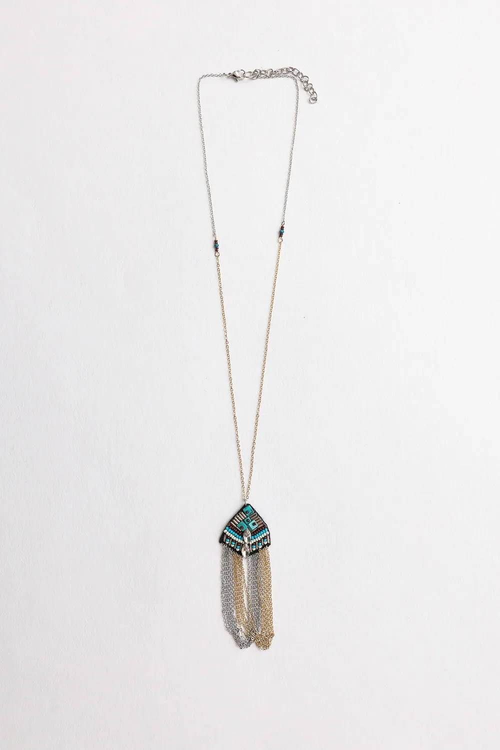 Turquoise & Crystal Medallion Chain Necklace🩵 sold by Leto Collection product image thumbnail 3