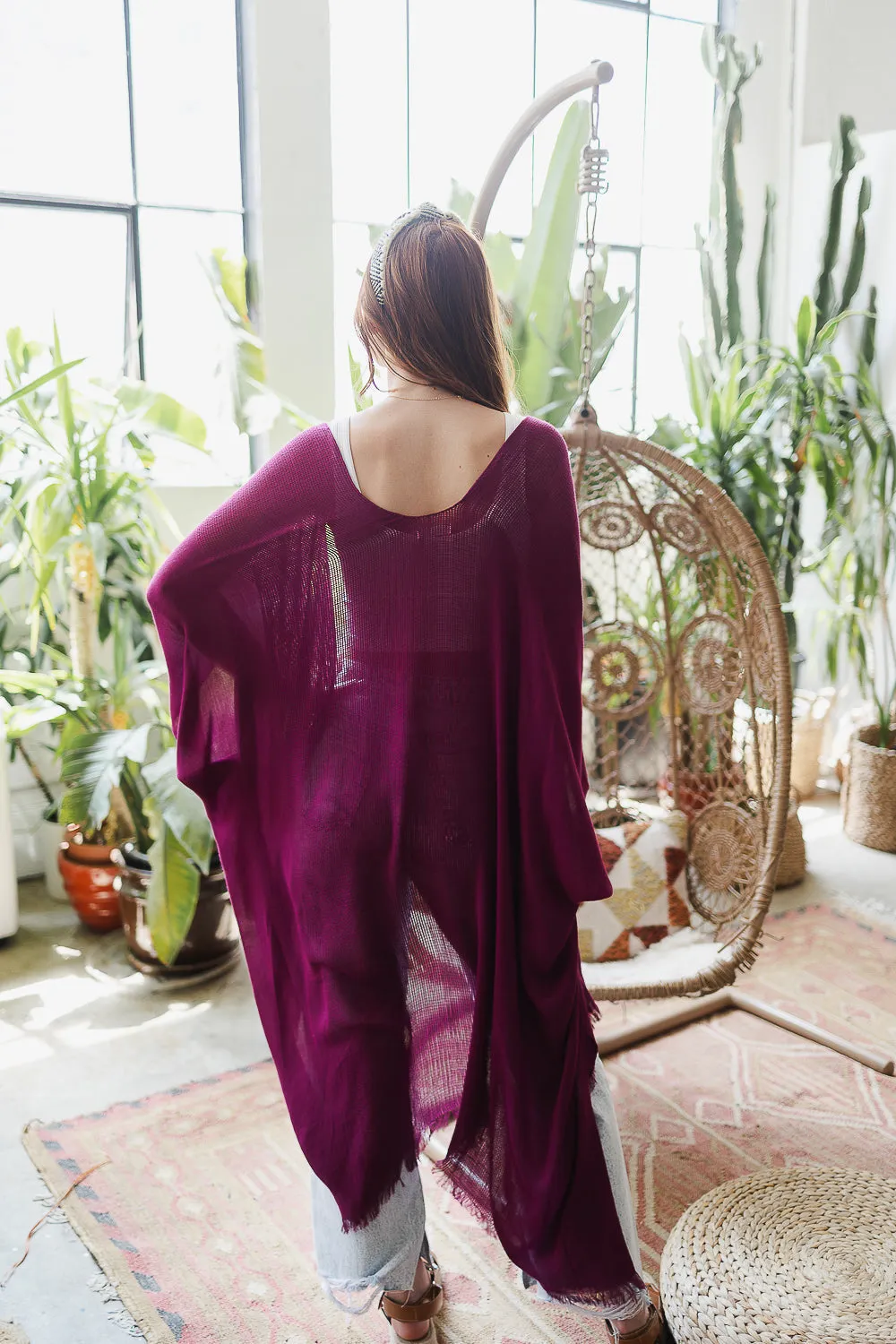 Summer Frayed Trim Kimono sold by Leto Collection product image thumbnail 2